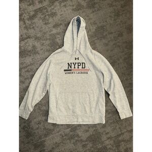 Under Armour NYPD Womens Lacrosse Hoodie Gray Fleece Sweatshirt Large LG Loose